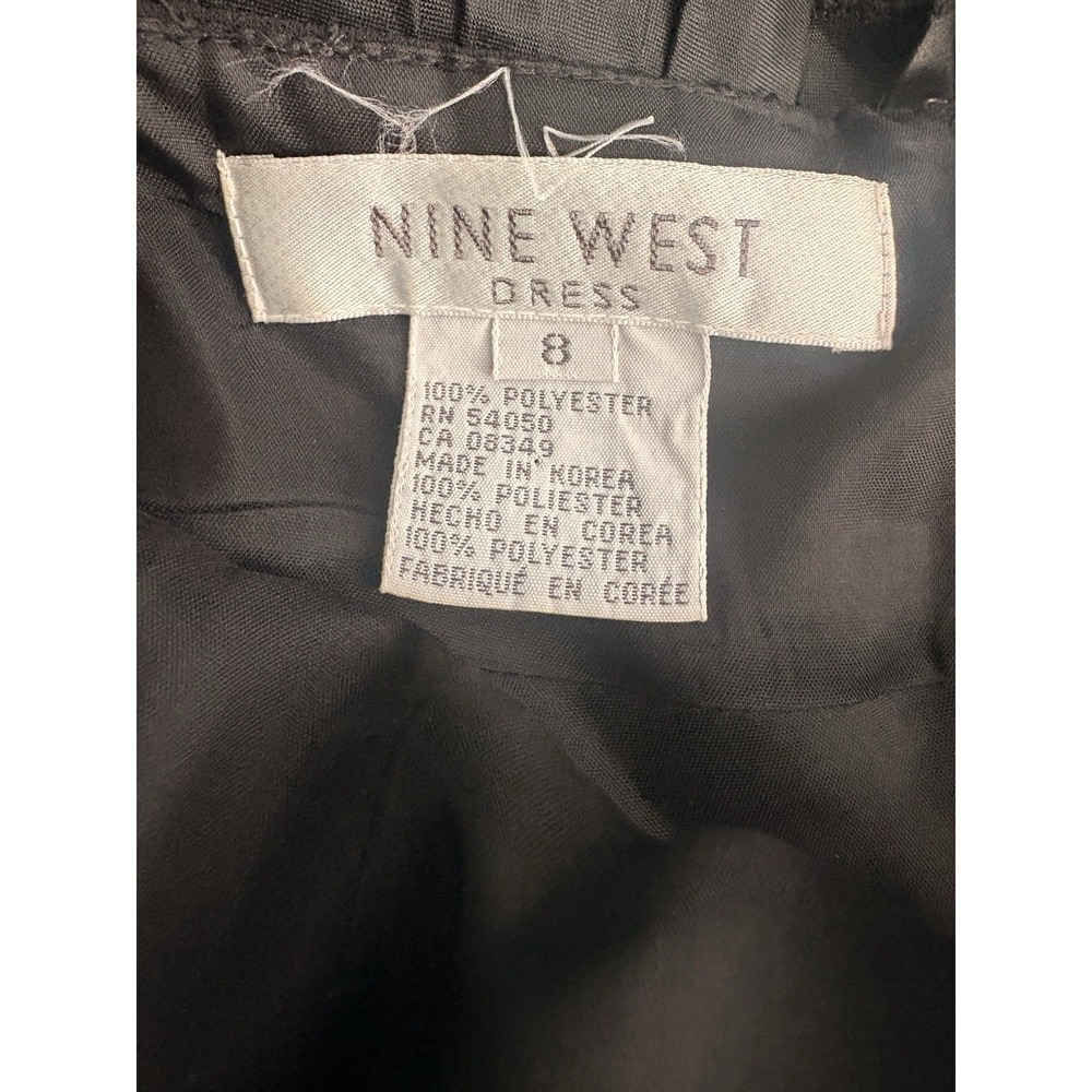 Vintage Y2K Black Cocktail Slip Dress Nine West Ruffle Velvet Trim Sheath Sz8 - Picture 5 of 9